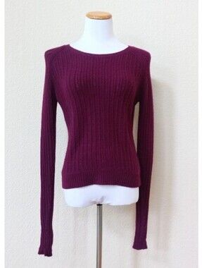 INHABIT plum purple 100% cashmere open knit sweater